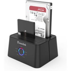 WAVLINK Station d'accueil USB 3.0 vers SATA Double Baie pour Disque Dur SATA 2,5" et 3,5" SATA et SSD, UASP optimisé et Prend en