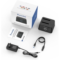 WAVLINK Station d'accueil USB 3.0 vers SATA Double Baie pour Disque Dur SATA 2,5" et 3,5" SATA et SSD, UASP optimisé et Prend en