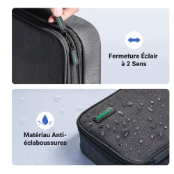 Uvert sac câble multifonctionnel rangement électronique pochette protection de voyage organisateur 2 couches pour tablette charg