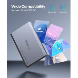 ORICO Boîtier Disque Dur 2.5 Aluminium USB-C 3,2 6Gbps de Boîtier SSD Externe pour 2,5" 3,5" SATA HDD SSD Maximum 6 to avec USB 