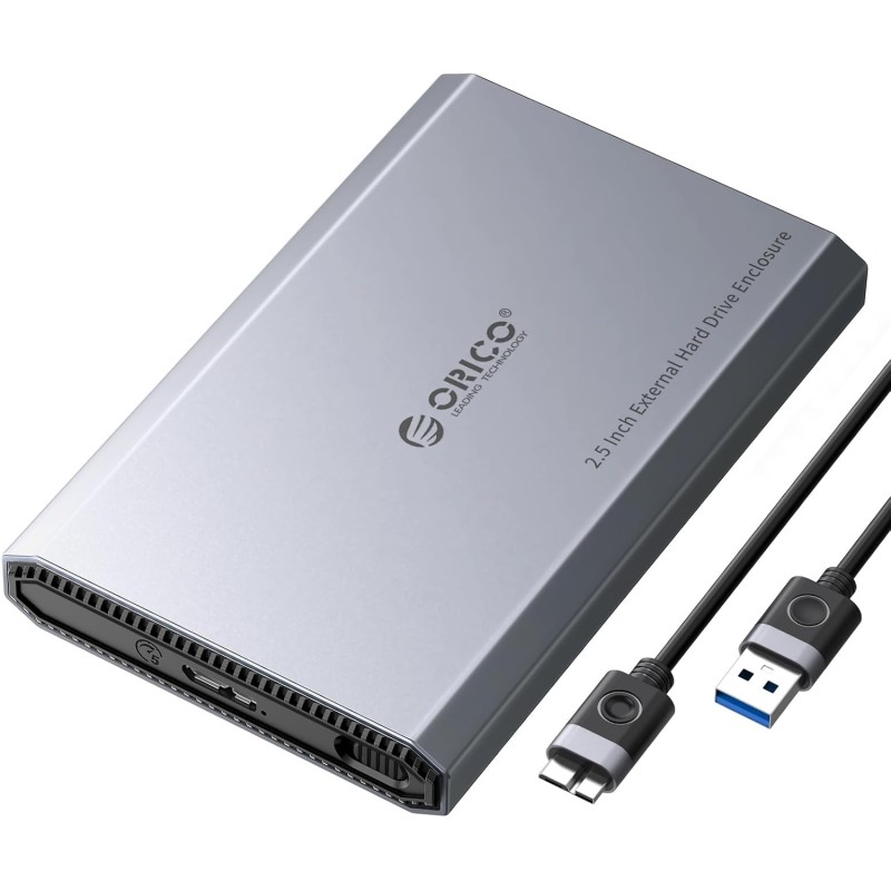 ORICO Aluminium Boîtier Disque Dur 2,5 USB 3.0, 5Gbps Externe HDD Boitier pour 2,5 Pouces SATA HDD SSD jusqu'à 6 to, Câble USB, 