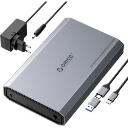 ORICO Aluminium Boîtier Disque Dur 3,5 USB-C 3.2 Gen 2 6Gbps Externe HDD Boitier pour 3,5/2,5 Pouces SATA HDD SSD jusqu'à 20 to,