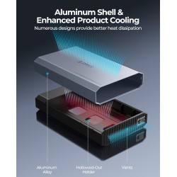 ORICO Aluminium Boîtier Disque Dur 3,5 USB-C 3.2 Gen 2 6Gbps Externe HDD Boitier pour 3,5/2,5 Pouces SATA HDD SSD jusqu'à 20 to,
