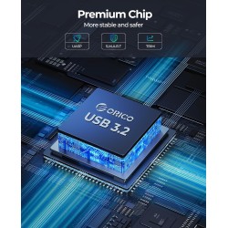 ORICO Aluminium Boîtier Disque Dur 3,5 USB-C 3.2 Gen 2 6Gbps Externe HDD Boitier pour 3,5/2,5 Pouces SATA HDD SSD jusqu'à 20 to,