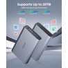 ORICO Aluminium Boîtier Disque Dur 3,5 USB-C 3.2 Gen 2 6Gbps Externe HDD Boitier pour 3,5/2,5 Pouces SATA HDD SSD jusqu'à 20 to,