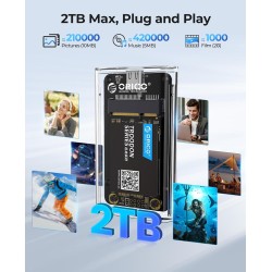 ORICO Boîtier mSATA SSD 5 Gbit/s, [sans Outil] Adaptateur mSATA vers USB 3.0 pour 3050 SSD, avec Câble USB, 2 TB Max-TC10