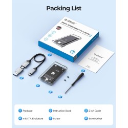 ORICO Boîtier mSATA SSD 5 Gbit/s, [sans Outil] Adaptateur mSATA vers USB 3.0 pour 3050 SSD, avec Câble USB, 2 TB Max-TC10
