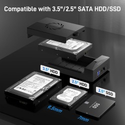 FIDECO Boîtier de Disque Dur 3,5, USB 3.0 vers SATA Station d'accueil du Disque Dur, Boîtier Externe Disque Dur pour Disque Dur 