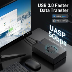 FIDECO Boîtier de Disque Dur 3,5, USB 3.0 vers SATA Station d'accueil du Disque Dur, Boîtier Externe Disque Dur pour Disque Dur 