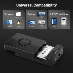 FIDECO Boîtier de Disque Dur 3,5, USB 3.0 vers SATA Station d'accueil du Disque Dur, Boîtier Externe Disque Dur pour Disque Dur 
