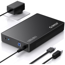 ORICO USB 3.0 Boîtier Disque Dur Externe, pour Disque Dur/SSD SATA 3,5/2,5 Pouces Jusqu'à 20 to, Boîtier de Disque Dur 3,5'' san
