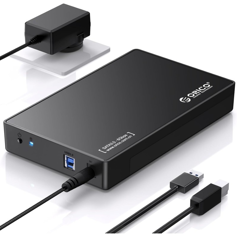 ORICO USB 3.0 Boîtier Disque Dur Externe, pour Disque Dur/SSD SATA 3,5/2,5 Pouces Jusqu'à 20 to, Boîtier de Disque Dur 3,5'' san