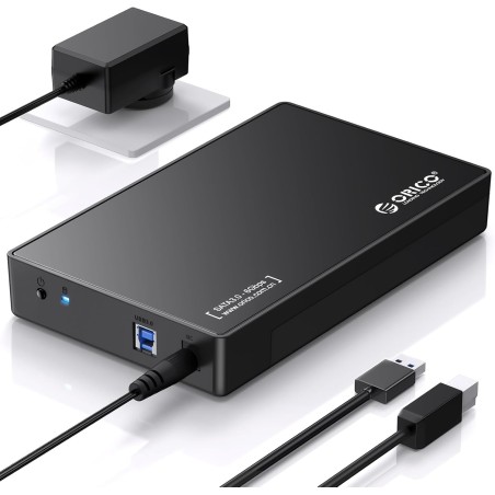 ORICO USB 3.0 Boîtier Disque Dur Externe, pour Disque Dur/SSD SATA 3,5/2,5 Pouces Jusqu'à 20 to, Boîtier de Disque Dur 3,5'' san