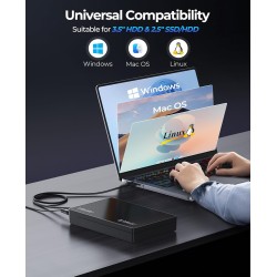 ORICO USB 3.0 Boîtier Disque Dur Externe, pour Disque Dur/SSD SATA 3,5/2,5 Pouces Jusqu'à 20 to, Boîtier de Disque Dur 3,5'' san