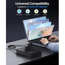 ORICO Boîtier de Disque Dur Externe 3,5" SATA III vers USB3.1 Type C pour HDD Installation sans Outil Prend en Charge UASP et Di