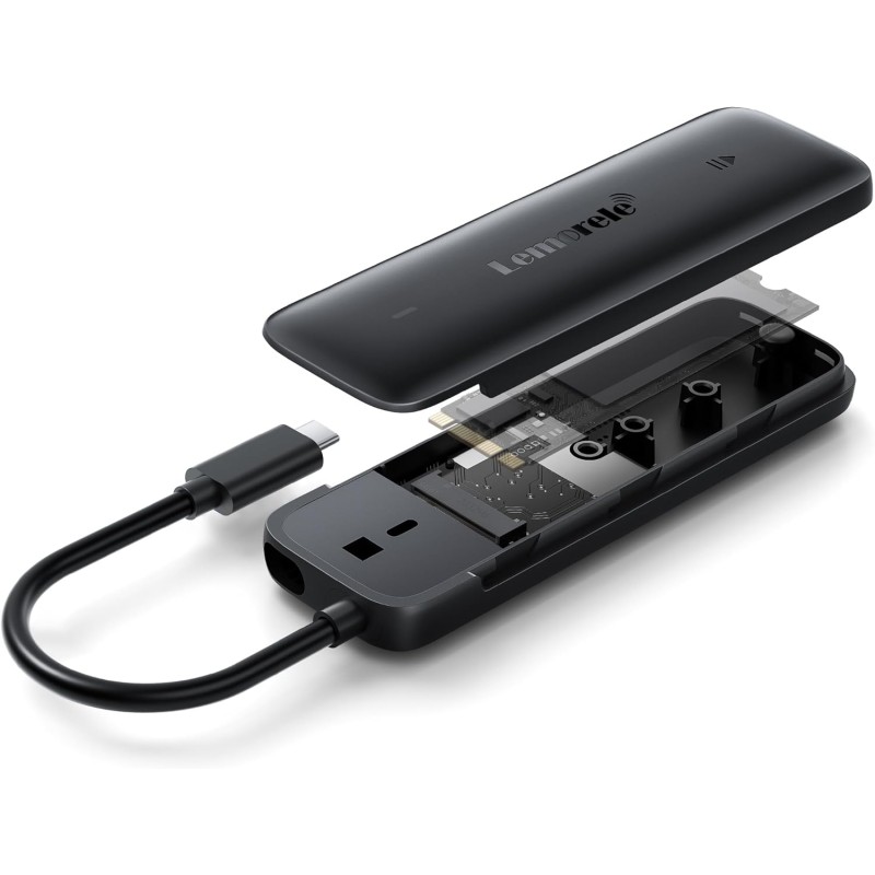 Lemorele Boîtier SSD M.2 NVMe USB C 3.2 Gen 2, Adaptateur SSD M.2 10 Gbps pour M Key/M+B Key 2230/2242/2260/2280, Supporte UASP 