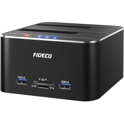 FIDECO Station d'accueil pour Disque Dur, USB 3.0 Aluminium Stations d'accueil pour Disque Dur 2,5"/3,5" SATA HDD SSD, Lecteur d