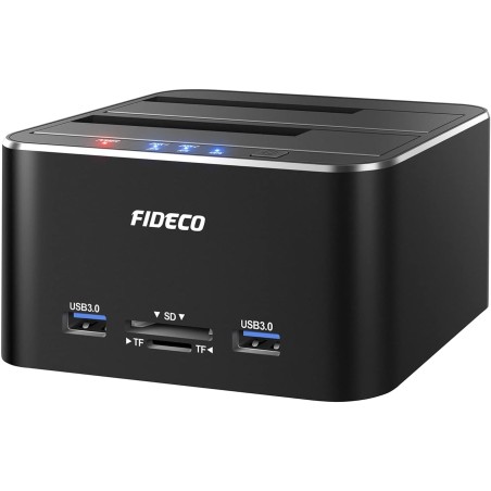 FIDECO Station d'accueil pour Disque Dur, USB 3.0 Aluminium Stations d'accueil pour Disque Dur 2,5"/3,5" SATA HDD SSD, Lecteur d