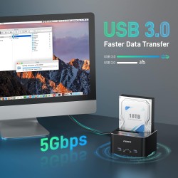 FIDECO Station d'accueil pour Disque Dur, USB 3.0 Aluminium Stations d'accueil pour Disque Dur 2,5"/3,5" SATA HDD SSD, Lecteur d
