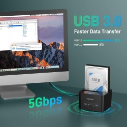 Docking Station, FIDECO Station d'accueil pour 2 Disques Durs SATA USB 3.0 Fonction Clonage Disque Dur 2,5 Pouces et 3,5 Pouces 