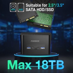 Docking Station, FIDECO Station d'accueil pour 2 Disques Durs SATA USB 3.0 Fonction Clonage Disque Dur 2,5 Pouces et 3,5 Pouces 