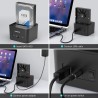 Docking Station, FIDECO Station d'accueil pour 2 Disques Durs SATA USB 3.0 Fonction Clonage Disque Dur 2,5 Pouces et 3,5 Pouces 