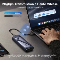 Uvert boîtier ssd m.2 nvme sata 20 gbps usb 3.2 gen 2 adaptateur disque dur externe aluminium pour 2230 2242 2260 2280 compatibl