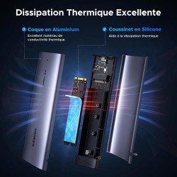 Uvert boîtier ssd m.2 nvme sata 20 gbps usb 3.2 gen 2 adaptateur disque dur externe aluminium pour 2230 2242 2260 2280 compatibl