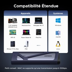 Uvert boîtier ssd m.2 nvme sata 20 gbps usb 3.2 gen 2 adaptateur disque dur externe aluminium pour 2230 2242 2260 2280 compatibl