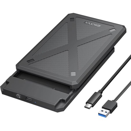 iDsonix Boîtier de Disque Dur 2,5 Pouces 6Gbps USB 3.1 vers SATA III Boîtier de Disque Dur Externe sans Outil pour Disque Dur SS