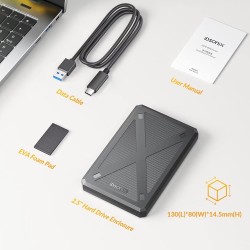 iDsonix Boîtier de Disque Dur 2,5 Pouces 6Gbps USB 3.1 vers SATA III Boîtier de Disque Dur Externe sans Outil pour Disque Dur SS