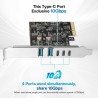 Carte d'extension PCIe à USB 3.2/3.1 de 2e gén, 5 Ports (3 Type C-2 Type A) 10+10Gbps, Carte PCIe à USB C PC Interne Hub PCI-E A