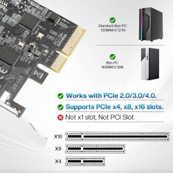 Carte d'extension PCIe à USB 3.2/3.1 de 2e gén, 5 Ports (3 Type C-2 Type A) 10+10Gbps, Carte PCIe à USB C PC Interne Hub PCI-E A