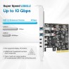 Carte d'extension PCIe à USB 3.2/3.1 de 2e gén, 5 Ports (3 Type C-2 Type A) 10+10Gbps, Carte PCIe à USB C PC Interne Hub PCI-E A