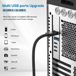 Carte d'extension PCIe à USB 3.2/3.1 de 2e gén, 5 Ports (3 Type C-2 Type A) 10+10Gbps, Carte PCIe à USB C PC Interne Hub PCI-E A