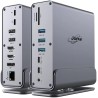 Vertical Docking Station USB-C 3 moniteurs, Station d'accueil 15 en 1 Triple écran avec 2 HDMI 4K et 1 DP, 10Gbit/s USB C USB-A 