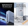 Vertical Docking Station USB-C 3 moniteurs, Station d'accueil 15 en 1 Triple écran avec 2 HDMI 4K et 1 DP, 10Gbit/s USB C USB-A 