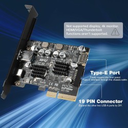 PCIe vers USB C 3.2 Gen 2 Carte d'extension PCI-E 10Gbit/s avec USB-C + Type A + Connecteur Interne 19 Broches + Type E A-Key Ad