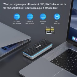 USB C 3.2 Boîtier 12+16 pin SSD, Lecteur Disque SSD Externe pour MacBook Air/Pro 2013-2017, Portable Enclosure Mac A1466 A1465 A