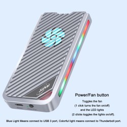 Externe Boîtier SSD M.2 NVMe 40Gbps Lecteur Disque SSD avec Ventilateur, Compatible avec Thunderbolt 4/3, USB4/3.1/3.0, Boîtier 