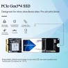 Disque SSD Interne 512Go pour MacBook Air/Pro 12+16 pin NVMe PCIe Gen3x4, Solid State Drive pour MacBook Air A1466 A1465 (2013-2
