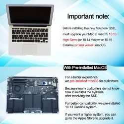 Disque SSD Interne 1To pour MacBook Air/Pro 12+16 pin NVMe PCIe Gen3x4, Solid State Drive pour MacBook Air A1466 A1465 (2013-201