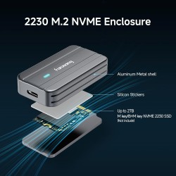 fanxiang Boîtier SSD M.2 NVMe, boîtier SSD M.2 USB 3.2 Gen2 10 Gbps, 2230 PCIe NVMe (M/B+M Key) jusqu'à 2 to, Alliage d'aluminiu