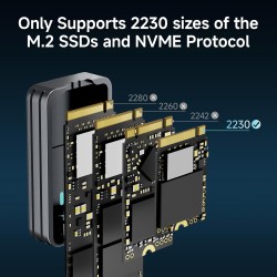 fanxiang Boîtier SSD M.2 NVMe, boîtier SSD M.2 USB 3.2 Gen2 10 Gbps, 2230 PCIe NVMe (M/B+M Key) jusqu'à 2 to, Alliage d'aluminiu