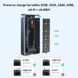 ACASIS 40Gbps Boîtier M.2 NVMe PCIe SSD,Nvme enclosure Ventilateur de Refroidissement intégré, USB Adaptateur Disque Dur Externe