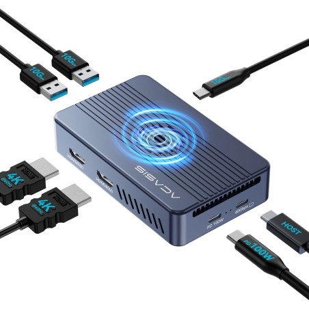ACASIS Boîtier pour SSD M.2 NVMe ACASIS à 40 Gbps, USB C Docking Station pour M.2 NVMe en Aluminium avec Double Moniteur, Compat