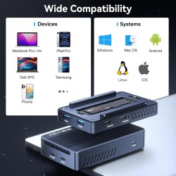 ACASIS Boîtier pour SSD M.2 NVMe ACASIS à 40 Gbps, USB C Docking Station pour M.2 NVMe en Aluminium avec Double Moniteur, Compat
