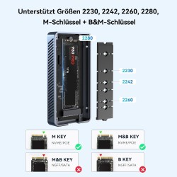 ACASIS 40Gbps boitier ssd nvme,Aluminium M.2 NVMe SSD USB-C Station d'accueil,pour NVMe PCIe 2230,2242,2260,2280M-Key(B+M Key), 