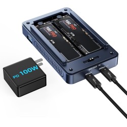 ACASIS 40Gbps M.2 NVMe SSD Enclosure, Cooling Fan, Compatible USB 4.0, Support SSD B+M M-Key, Dual-Bay Enclosure Dual Monitor Su