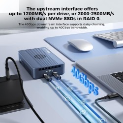 ACASIS 40Gbps M.2 NVMe SSD Enclosure, Cooling Fan, Compatible USB 4.0, Support SSD B+M M-Key, Dual-Bay Enclosure Dual Monitor Su